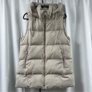 Primark Beige Hooded Puffer Vest Size Small